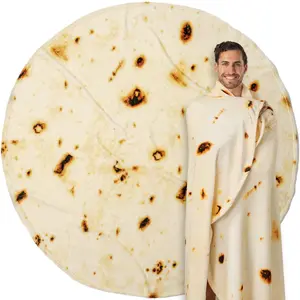 PAVILIA Burrito Tortilla Pizza Blanket, Double Sided Taco Flour Wrap Novelty Throw for Adult Kid Teen, Realistic Food Blanket, Funny Gag Gift for Birthday
