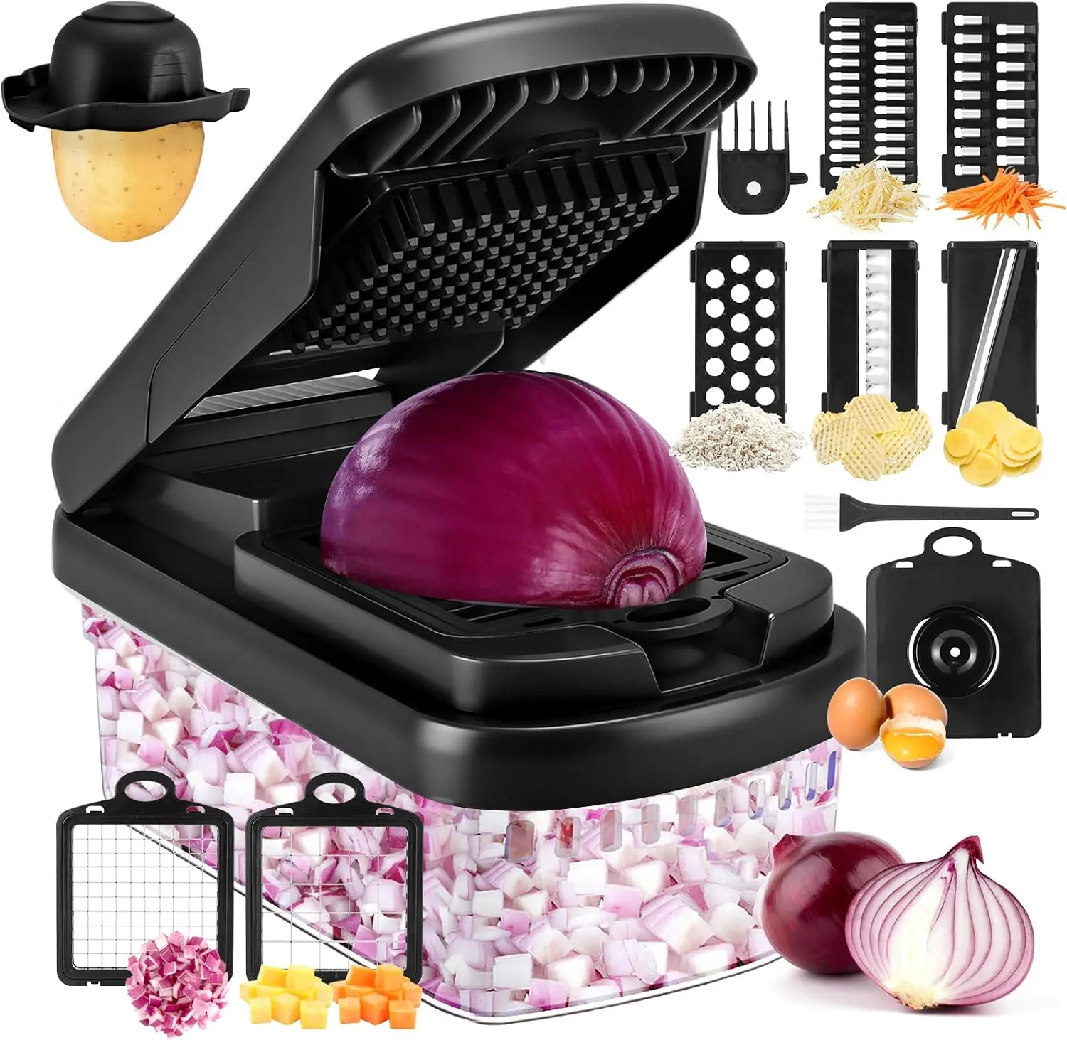 food preparation Heavy Duty Black Mandoline Slicer, All-in-One  Gadget for Slicing, Shredding and Dicing  modern kitchen tool