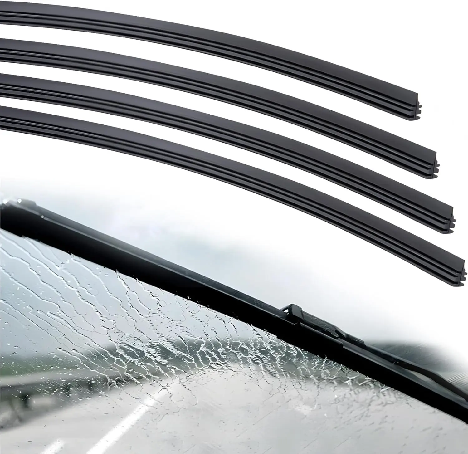Wiper Blade Refill, 28 inch DIY Adjustable Universal Replacement Wiper Blade Refill Replacement for Front and Rear Windshield Wiper Baldes Rubber Strip for  Car, Truck, SUV （ DIY Cut to Size/Pack of 2）