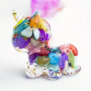 Unicorn Shaped Resin Ornament, 1 Count Colorful Unicorn Figurine, Mini Crystal Unicorn Ornament, Sculpture Desk Decor, Desktop Decoration for Home Office, Christmas Gift, Collectible Figurine, Decorative Home Ornament