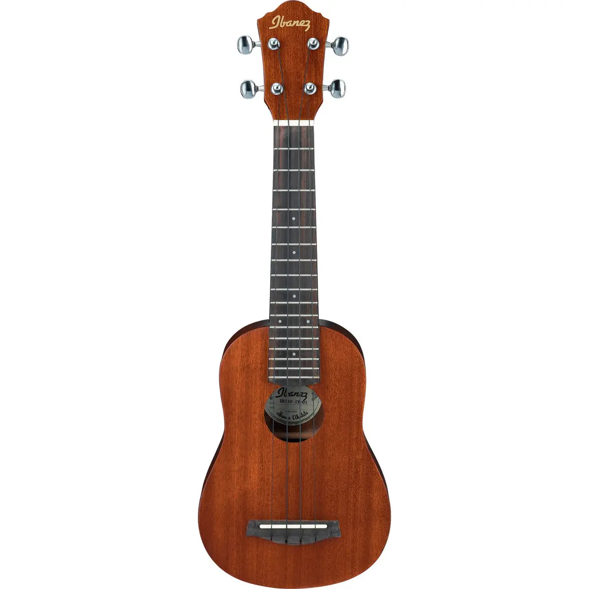 Ibanez UKS10 Soprano Ukulele Acoustic Guitar with Mahogany Top, 17 Frets, Mahogany Neck, Rosewood Fretboard, Open Pore
