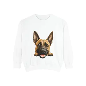 Belgian Malinois Sweatshirt - Unisex Garment-Dyed Distressed Jumper, Dog Lovers Gift, Cozy Warm Pullover, Pet Owner Apparel, Custom Pet
