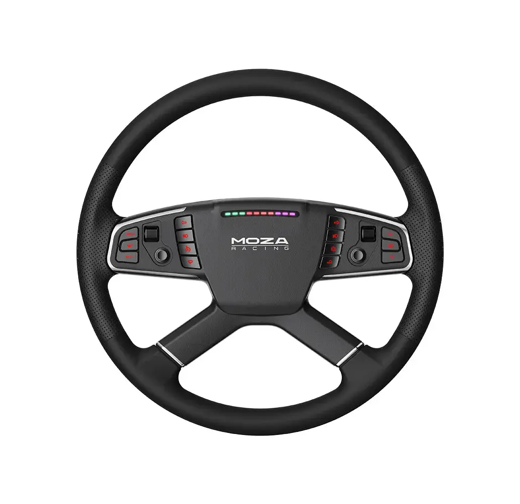 MOZA TSW Truck Wheel - Classic Four-Spoke Design 400mm Diameter with RGB Buttons & LED Lights for Enhanced Simulation Experience