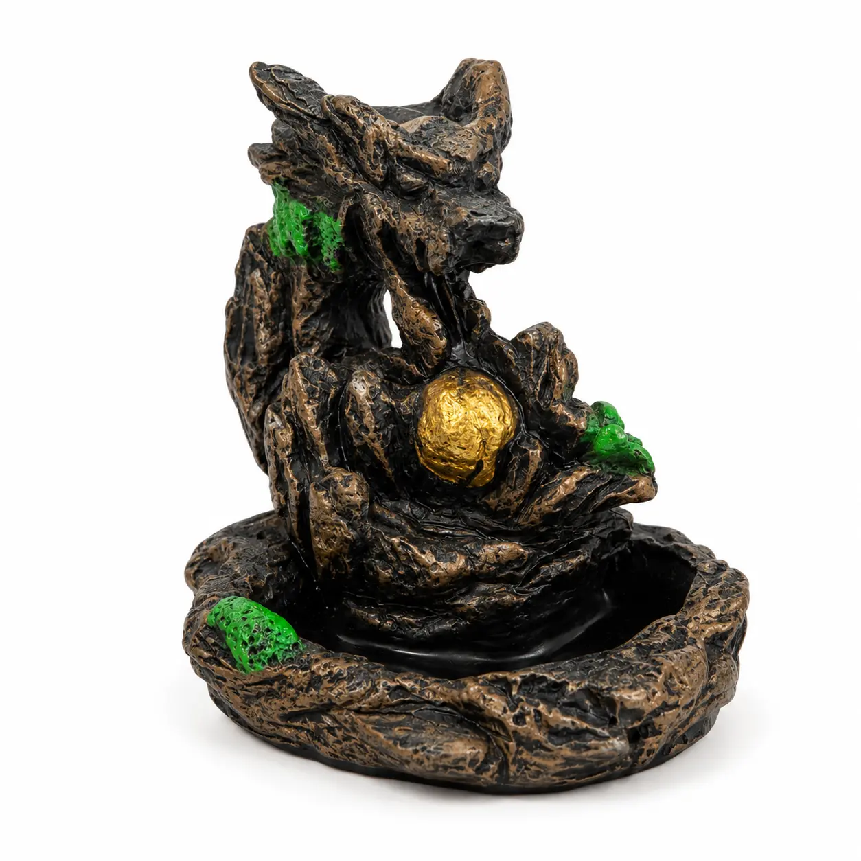 Resin Dragon Backflow Incense Burner - Dragon Falls Smoke Flow Holder, Evening Tabletop Ornament for Bedroom, Office, 4.53x3.15x4.13in, Optional Sandalwood Cone Gift Box with 36 Backflow Cones