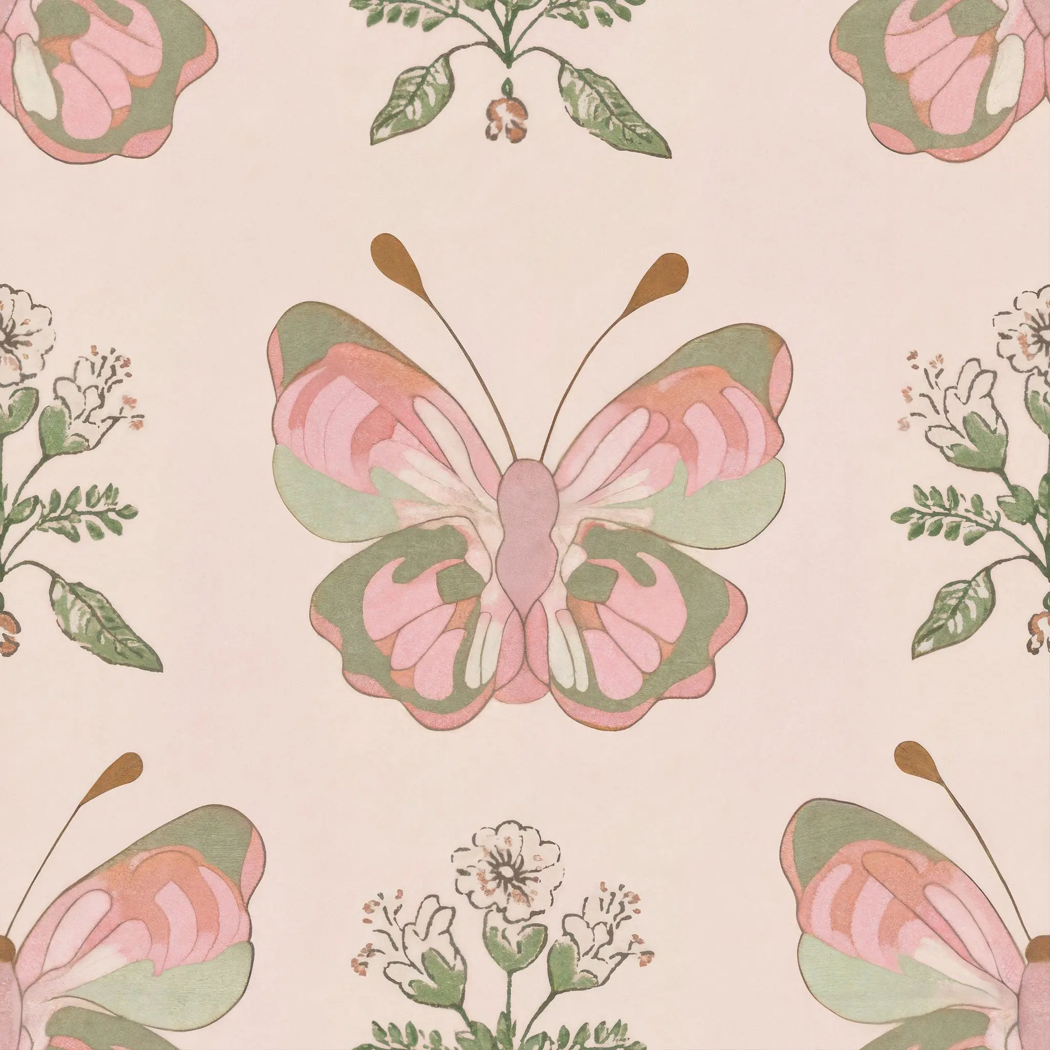 Butterfly Blooms Smooth Vinyl Floral Adhesive Film, 30x19in Decor Sticker Decal for Home Improvement Accent Wall, Flower Wallpaper