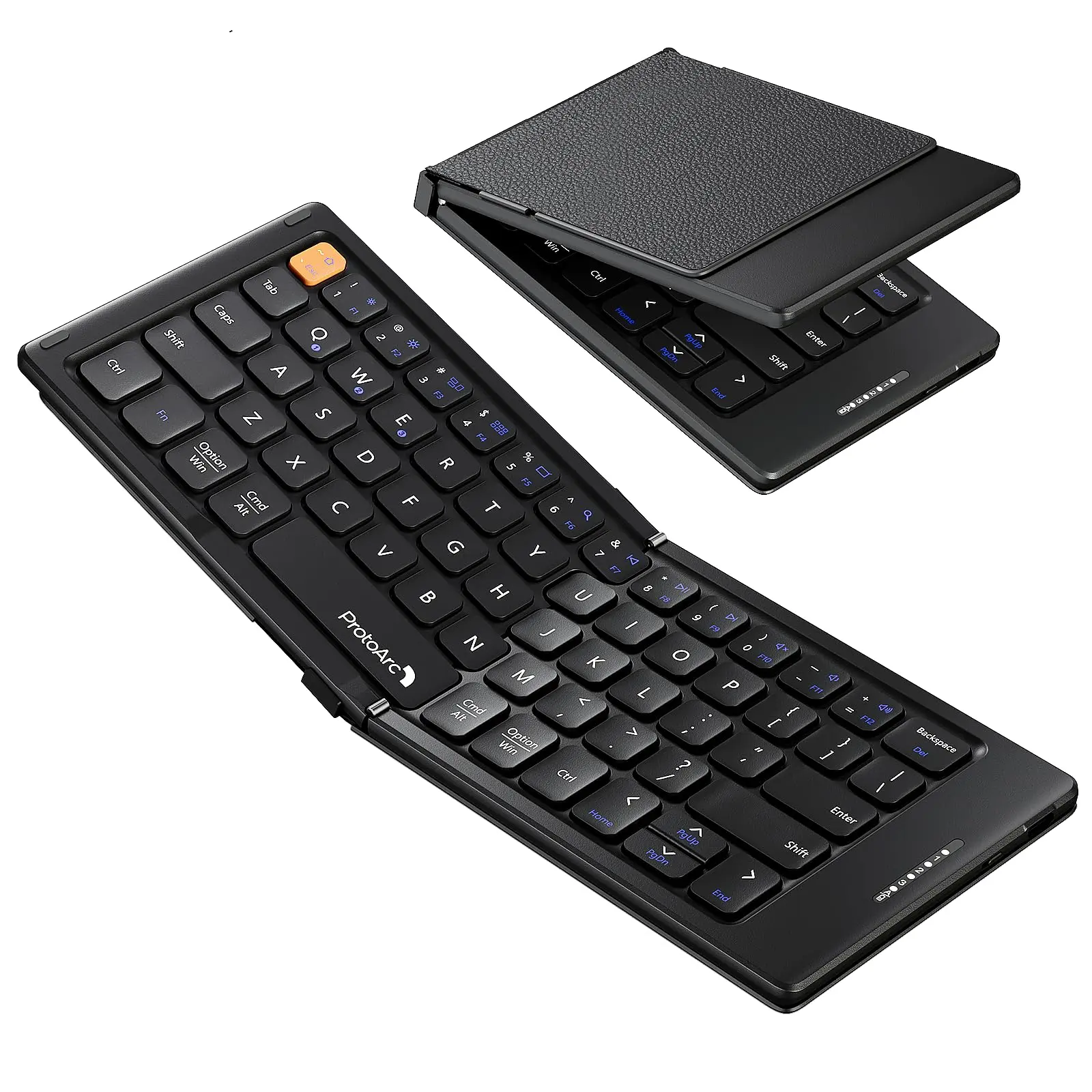 ProtoArc Foldable Compact Keyboard, XK04 Portable Bluetooth Keyboard with PU Leather Cover, Pocket-Sized Wireless Travel Keyboards for iPad, iPhone, Smartphone, Tablet and Laptop Computer gaming accessories