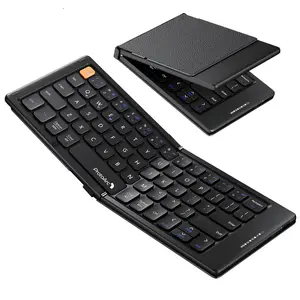 ProtoArc Foldable Compact Keyboard, XK04 Portable Bluetooth Keyboard with PU Leather Cover, Pocket-Sized Wireless Travel Keyboards for iPad, iPhone, Smartphone, Tablet and Laptop