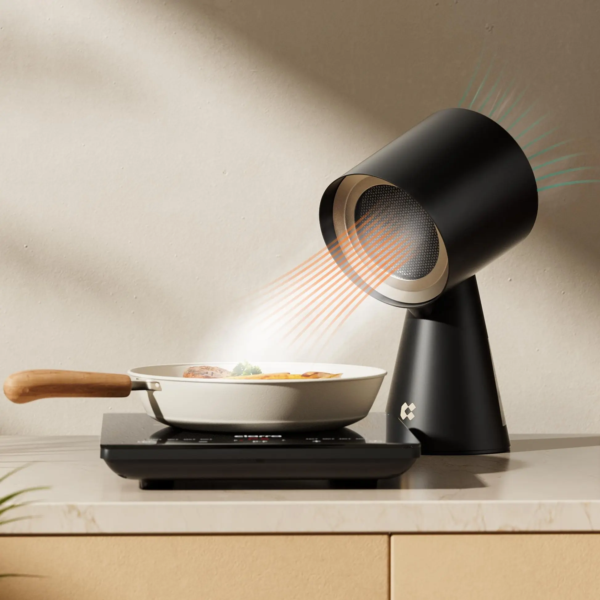 Ciarra Portable Desktop Range Hood - 2-Speed DC Motor Exhaust Fan, Ductless with Carbon Filter, No Installation, Washable Filter, Renter-Friendly, Stops Smoke Alarms, AC Adapter, for Camper RV, Apartment BBQ & Hot Pot, Living Room Cooking, 6.3" X 8.4" X 1