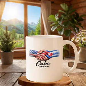 Cuba Te Necesita Freedom 11oz Mug, USA Cuba Handshake Patriotic Support Graphic Design, Ceramic Coffee Mug, Gift for Cuban Americans or Freedom Supporters