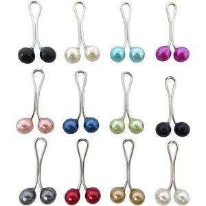 12PCS Cute Hijab Pins Crystal Rhinestone Ball Pearl Brooch Pins Headscarf Shawl Scarf Muslim Hijab Scarf Clips Safety Pins Buttons Wedding Dress Decorative Boutonniere