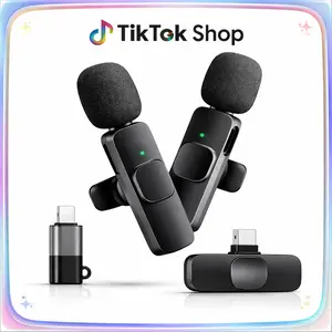 Pro Wireless Microphone System USB-C with IOS Adapter 2.4GHz 20m Range for Vlogs Podcasts Creators and Interviews