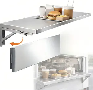 304 Stainless Steel Wall Mount Folding Bracket Shelf, 9.84in x 19.69in Drop Down Foldable Hardware Table for Food Service & Household Installation