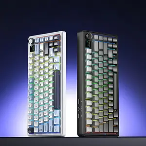 AULA F75 MAX Gaming Mechanical Tri Mode RGB Backlight Keyboard Compact 75% 81 Keys Layout Wired/Bluetooth/2.4G Wireless Customized Office Keyboard with TFT Screen and a Knob