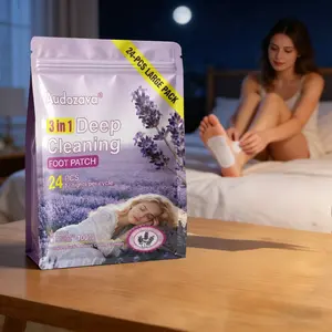 Purple Lavender Infused Bamboo Charcoal Foot Pads - Deep Cleansing Overnight Patches for Stress Relief, Relaxation, Restful Sleep & Daily Foot Wellness Care