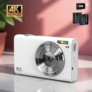 Pocket Digital Camera, 4K Autofocus Vlogging Camera with Flash, 48MP Point and Shoot Digital Camera with 16X Zoom, Anti-Shake, 32GB Card, Portable Compact Camera for Teens Adult Beginner (White)