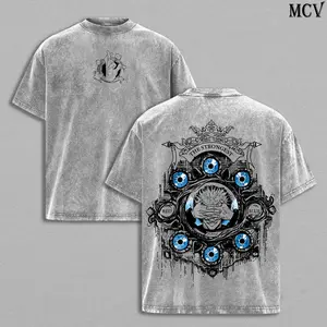 Gojo Satoru Six Eyes Tee Washed – Vintage Oversized Heavy Cotton Jujutsu Kaisen Execution Culling Game The Movie T-Shirt, Double Printed Retro Unisex Streetwear Graphic Top, Menswear Underwear Oversize Anime Manga JJK T-Shirt