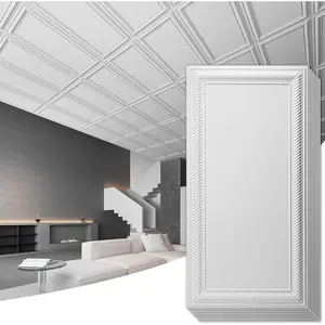 Drop Ceiling Tiles 24x48, Decorative PVC Ceiling Panels,  Rustproof and Durable 12-Pack, Glue Down, Rectangular White