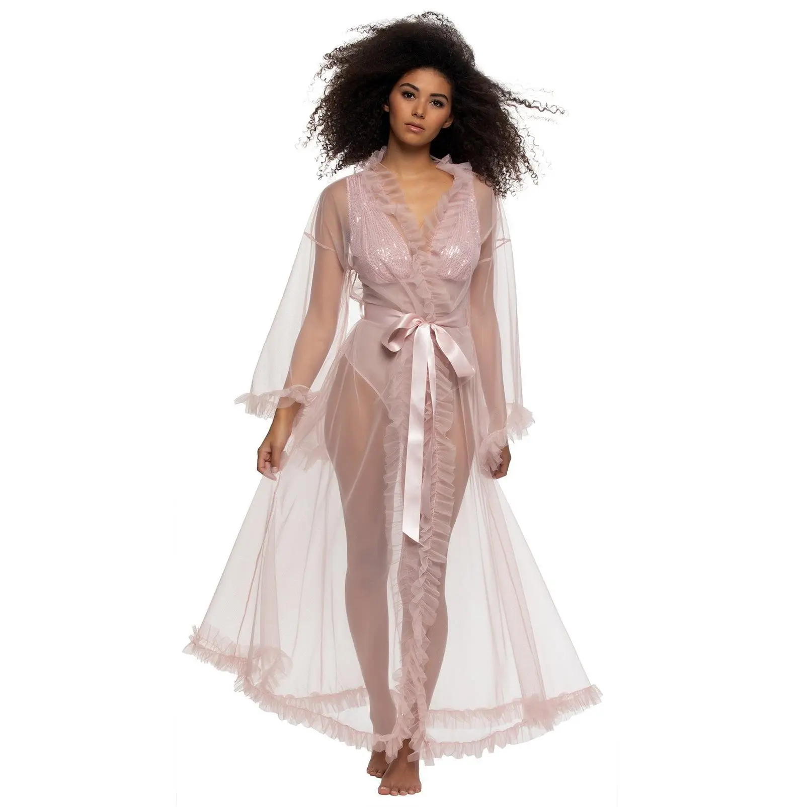 Jezebel by Veil Tulle Ruffle Peignoir Robe