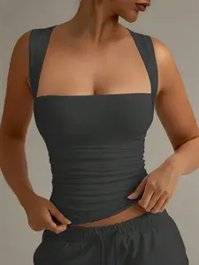 Women's Fashion Casual Basic Vacation Slim Fit Vest, Perfect for All Seasons Summer Wear, One-Shoulder Neckline, Sleeveless Design