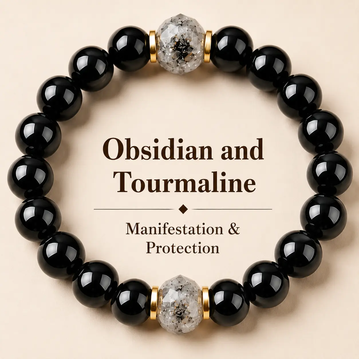 ARPURRAINA Retro Obsidian & Black Tourmaline Beaded Bracelet - 20G, 15-20Cm Unisex Adults' Lightweight Grounding and Healing Jewelry for Manifestation & Protection, Perfect Gift for Special Occasions (Christmas, Valentine, Birthday)