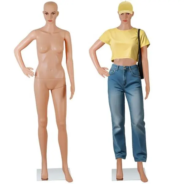 69" Realistic Look Female Full Body Mannequin Dress Form - High-Grade PE, Neck, Waist, Abs, Skin Texture, Aluminum Alloy Bracket, Standard Size Chassis & Base, Tool-Free Setup - Indoor Furniture for Women's Clothes Display