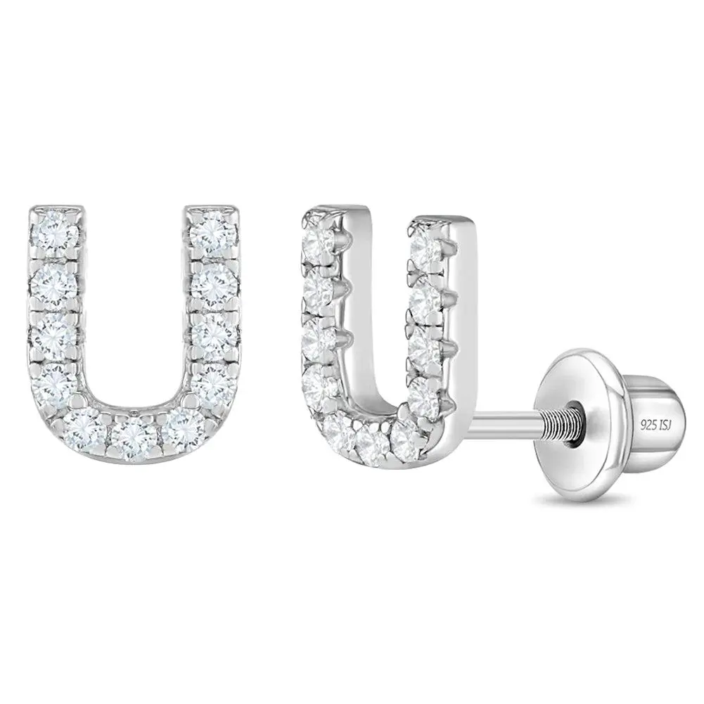 IN SEASON JEWELRY High Quality Cute Artificial Zirconia Stud Screw Back Earrings - Sterling Silver Kids' Fashion Accessories for Babies & Toddlers, Artificial Zirconia Earrings, High Quality Earrings