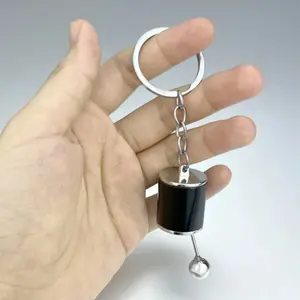 Stainless Steel Keychain Car Modification Parts Rotating Engine Shock Absorber Brake Gear Wheel HUB Key Ring, Durable Automotive Accessory