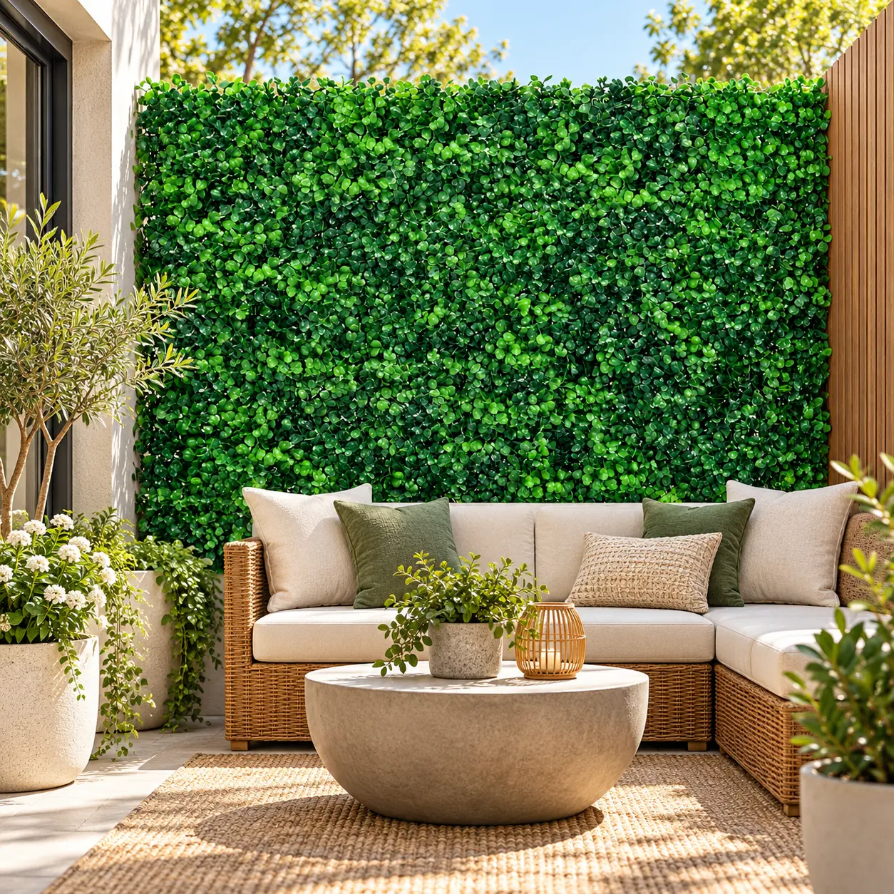 Artificial Boxwood Hedge Wall Panels, Dense Faux Greenery Privacy Screen, Modular Grass Wall Panels for Indoor Outdoor Garden, Fence, Backyard, Balcony, Patio & Photo Backdrop
