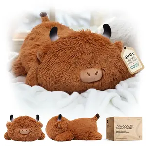 Cute Cow Plush Pillow, Kawaii Plushies 13-inch Highland Cow Stuffed Toys, Squishy Plushies, Cuddle Plush Pillow for Boys & Girls