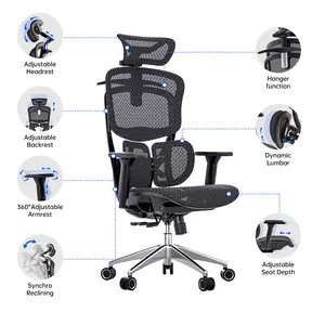 ERGOUP Ergonomic Office Chair - Full Mesh Design, 4D Adjustable Headrest, 360° Rotating Armrests, Black - Ultimate Support for Long Hours, Perfect for Elite Professionals & Gamers Enhanced Seat Cushion Enhanced Seat Cushion