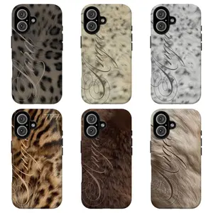 Coquette Leopard Print "Angel" Cursive Phone Case | Y2K Neutral Brown & Beige "Angel" Aesthetic Protective Cover For iPhone 17 Pro Max 16 15 14 13 12 11 for Samsung S21 S22 S23 S24 S25 S26 Phone Case | Gift For Her/Him