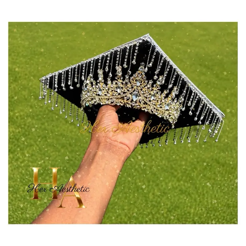 Tiara Rhinestone Graduation Cap |  Custom Glam Grad Cap