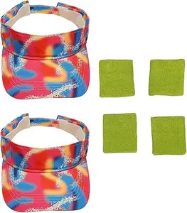 HandinHandCreations Couples Visor Hat Costume Neon Skating 80s Halloween Dress Up - Everything Included
