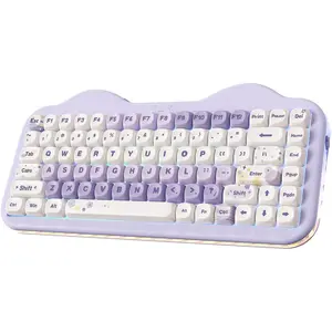 C75  Mechanical Keyboard,75% Layout, Hot-Swappable NKRO,BT5.0/2.4G/USB-C Mode,Dye-Sub PBT MOA Keycaps,RGB Gasket Mount,Cute Cake Design for /Win/Gaming (, Candy )