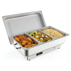 [HOT] Garvee 9QT(3×1/3Pan, 2 x 1/2 Pan, 1 x 1/1 Pan) Electric Chafing Dish with Temperature Control, Stainless Steel Buffet Servers and Warmers, Electric Chafing Dish Set with Temperature Control for Catering