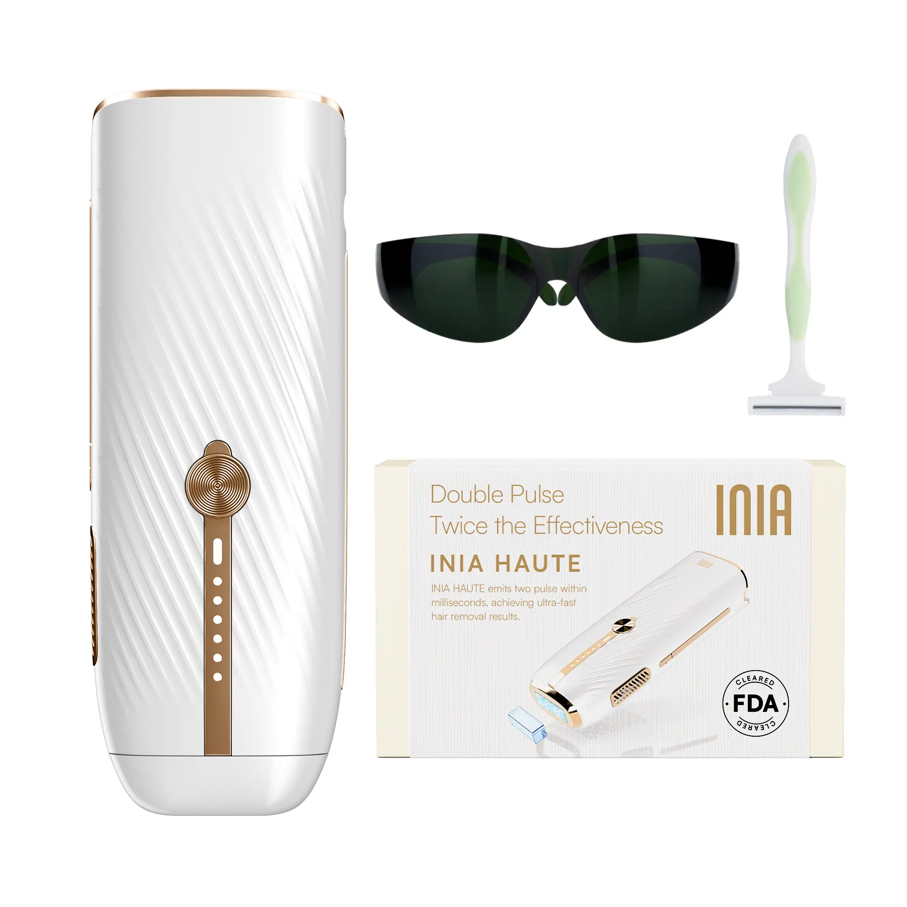 INIA HAUTE Double-Pulse IPL Laser Hair Removal Device, FDA Cleared, 2-Year Warranty, Perfect Gift Season Pick INIA HAUTE Double-Pulse IPL Laser Hair Removal Device, FDA Cleared, 2-Year Warranty, Perfect Gift Season Pick