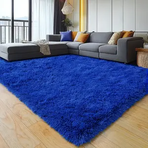 BLIOWL Blue Soft Shag Area Rugs, Non-Slip No Shedding Fluffy Plush Shaggy Carpet, Thick Washable Floor Rug for Living Room Bedroom, Luxury Modern Ultra Soft Fuzzy Indoor Home Decor, Multiple Sizes