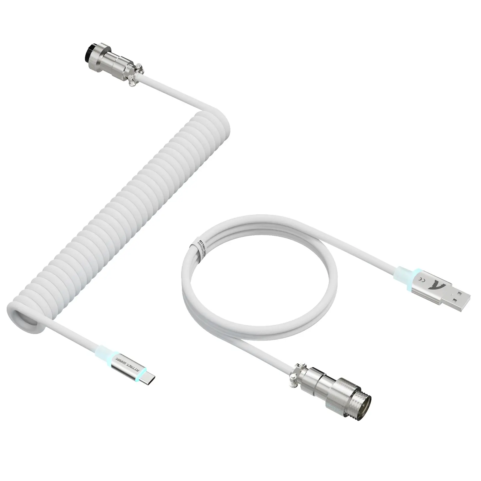 Attack Shark C01 Ultra RGB Keyboard Cable, 2m Type-C to USB-A, Dual Braided Design, Durable, Detachable Metal Connector, for PC Gamers