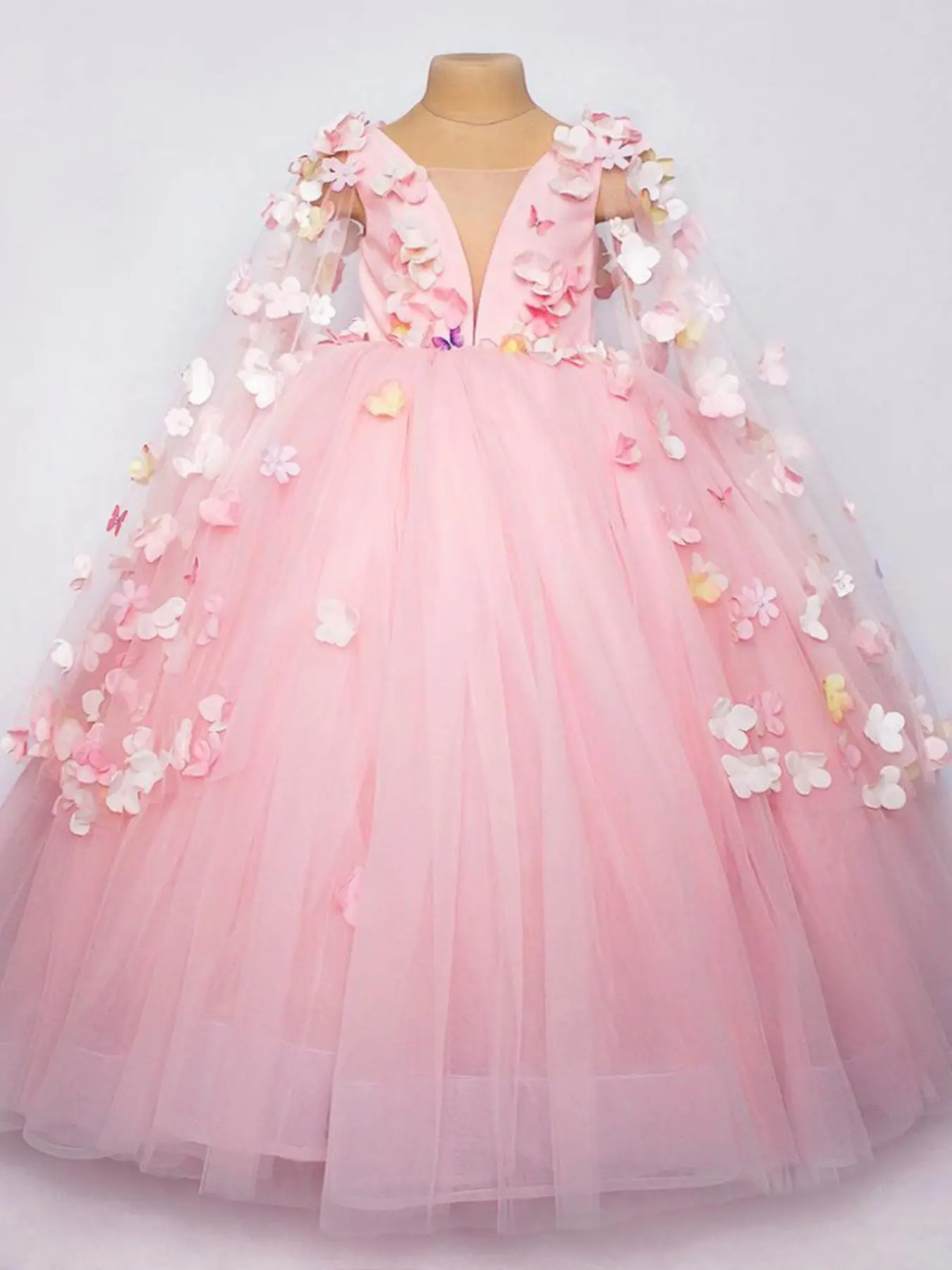Children's dress princess dress fluffy tulle Tutu Dress birthday host evening dress piano catwalk performance costume female Tulle Overlay Dress Birthday Party Dresses Birthday Clothes