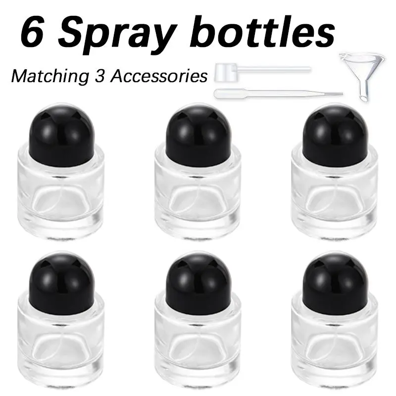 Portable Perfume Bottle Set, 6 Counts Spray Bottle with 1 Dropper & 1 Funnel & 1 Subpackage Tool, Travel Cosmetic Bottle for Women & Girls, Makeup, Makeup Accessories, Cosmetics Accessories, Cosmetic Tools, Makeup Container Set