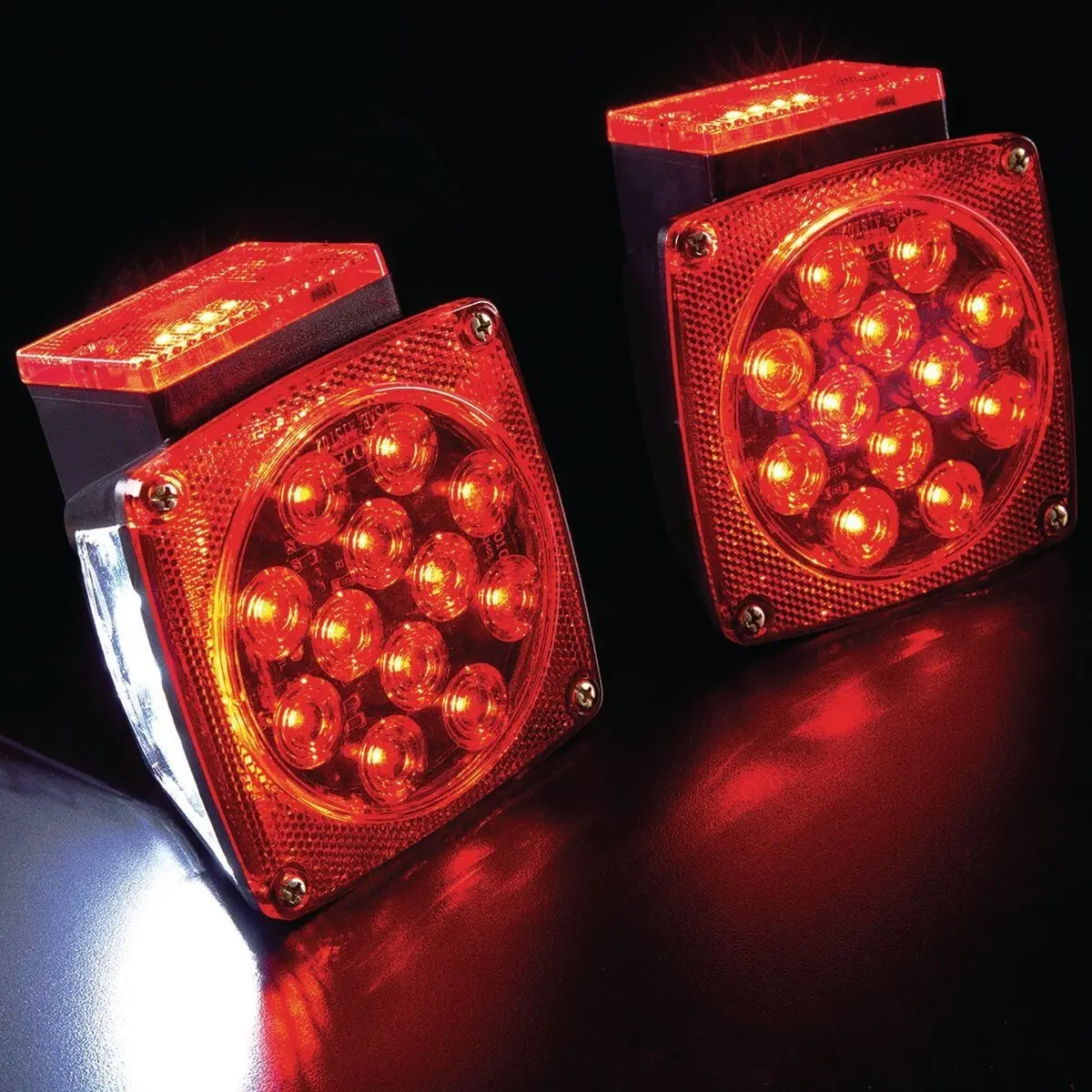 12V Submersible Square Led Trailer Light,Red LED Stop Turn Tail License Brake Running Light Lamp for Trailers Under 80" Boat Trailer Truck Marine Camper RV Snowmobile,IP68,DOT Compliant