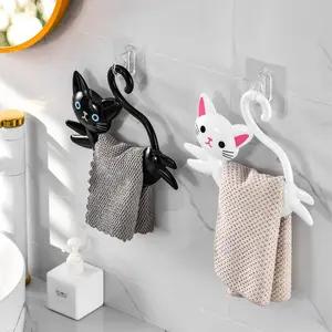 1 pack Hanging towel rack, bathroom, no punching hanging rod ring, cute cartoon bathroom for children and babies, storage hook for face towels, Bathroom Organizers