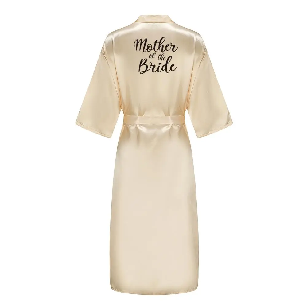 New Bridesmaid Robe With Black Letters Mother Sister of The Bride Wedding Gift Long Bathrobe Satin Kimono New Bridesmaid Robe With Black Letters Mother Sister of The Bride Wedding Gift Long Bathrobe Satin Kimono
