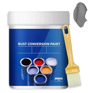 Weatherproof Rust Converter Paint For Metal  Remover And Primer Water-based Anti-rust Metallic With Brush Grey 300g/10.7 Oz