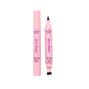 2-in-1 Fake Freckle Pen Stamp and Black Eyeliner - Perfect for natural-looking freckles and cat-eye makeup, waterproof and smudge-proof, giving a realistic appearance under sunlight.