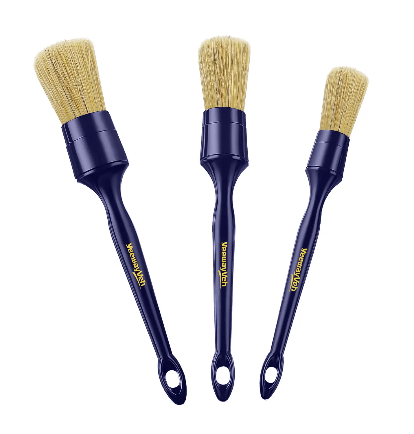YeewayVeh Boars Hair Detailing Brush Set, Car Detail Brushes for Dashboard Engine Bay Air Vents Leather Seat Wheel Vehicle Motorcycle and Home Interior Cleaning Brush, Blue