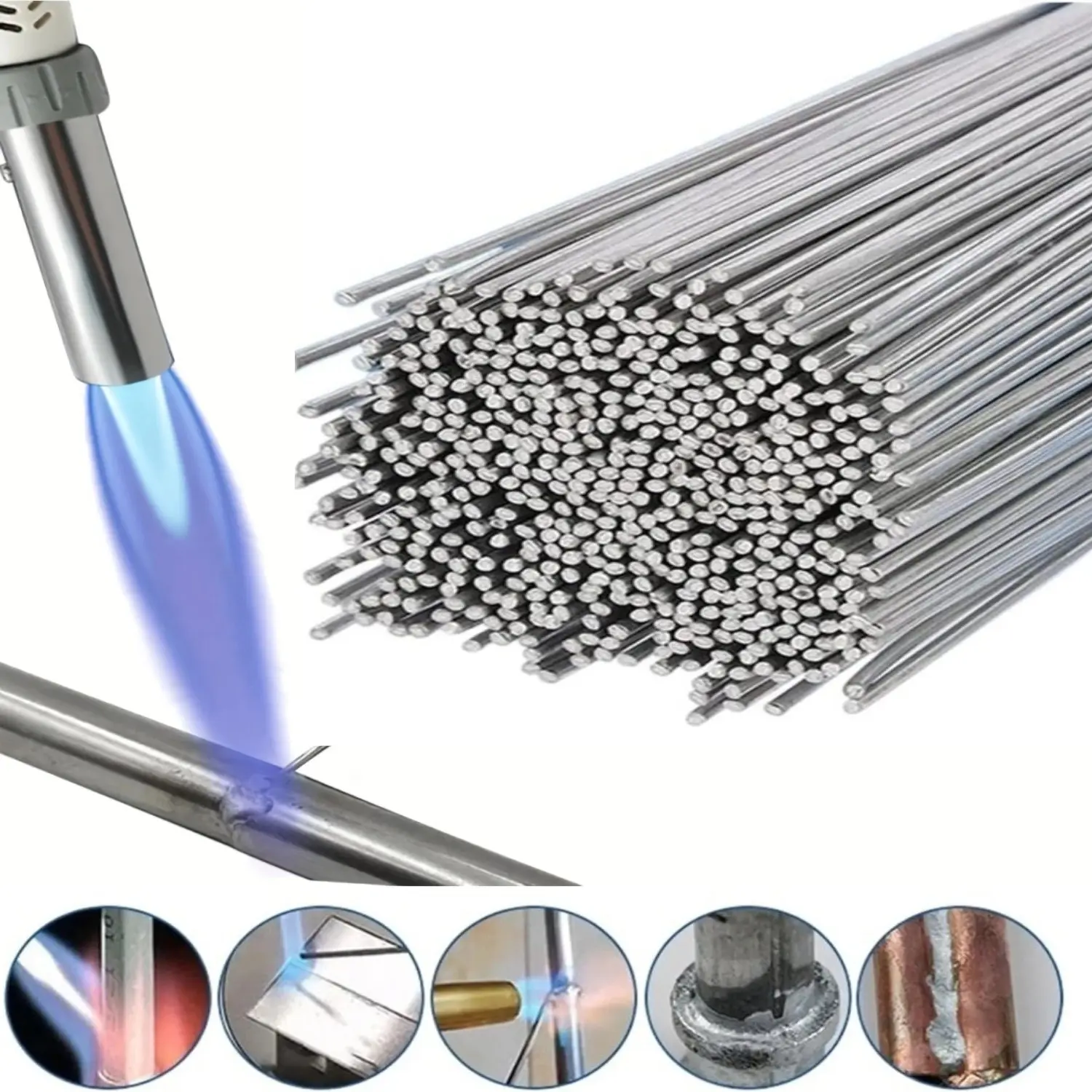 Aluminum Alloy Rods 50/100/200 Pieces, Low Temperature Easy Melting Industrial Aluminum Welding Accessory Electrodes, Single Stick 33cm/12.99 Inches
