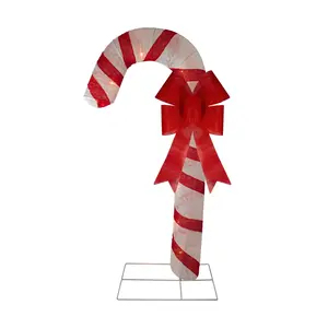 Northlight 72" Pre-Lit Red & White Glitter Candy Cane Decor
