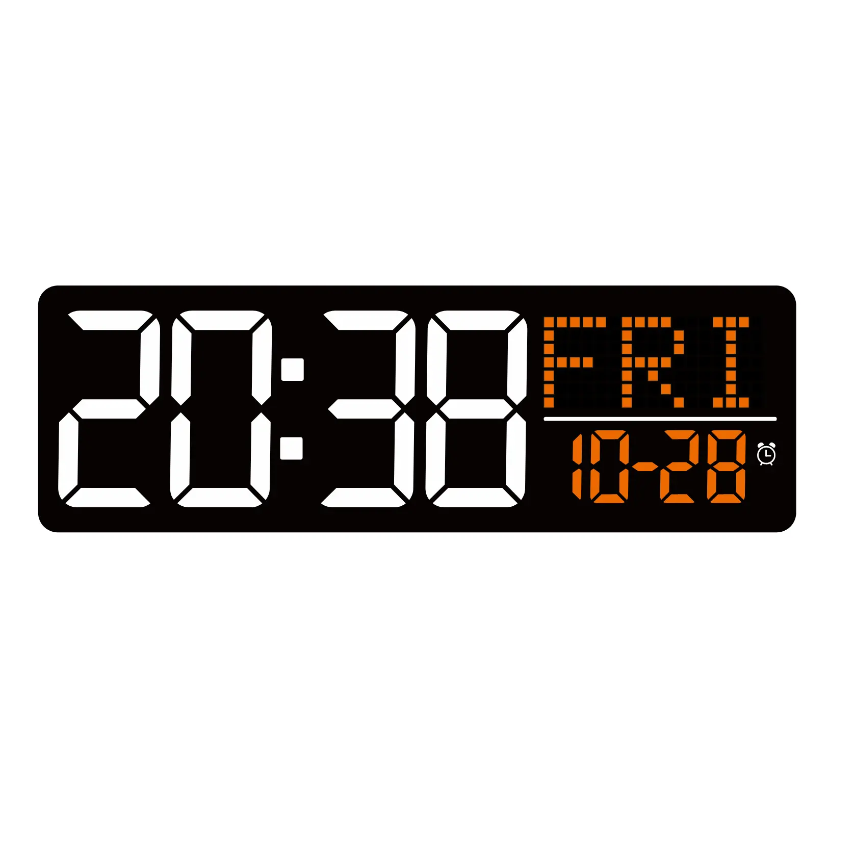 Orange+white  Color LED Digital Clock with 8 Business Alarms, Auto-Dimming Light, Adjustable Large Digits, Home Decor, Birthday Gift