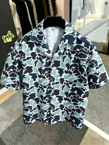 1 Pack Men's Short Sleeve Shirt Casual Vacation Style Camouflage Print Camp Collar Lightweight Button Down for Men Summer Daily Wear Beach Holiday